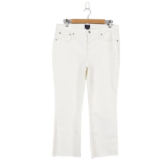 J. Crew Mid Rise Flare Crop White Jean in Signature Stretch Size 31 NWT - Picture 1 of 9